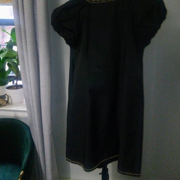 Narciso Lang Beaded A-line Puff Sleeve Mini Dress in Black Sz L NWT - Picture 9 of 16